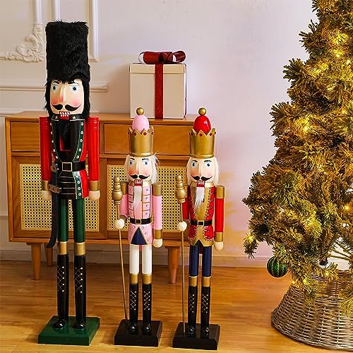 Geetery 36 Inch Large Pink Christmas Nutcracker Decoration Wooden Soldier