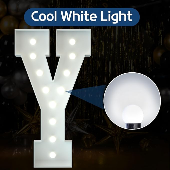 Marquee Letters 4 Feet Tall Large Light Up Letters Baby Shower Decorations Wedding Engagement Proposal White Party Decorations Marry Me Sign Big Cardboard Backdrop Y