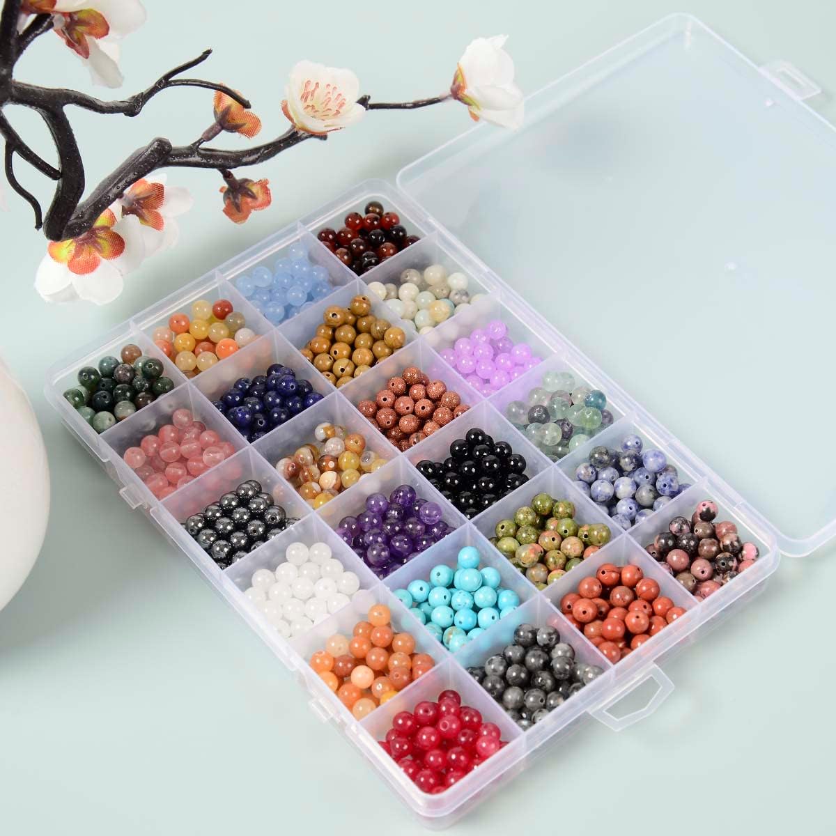 8mm natural mixed materials gemstones beads tiny spacer, close-up detail
