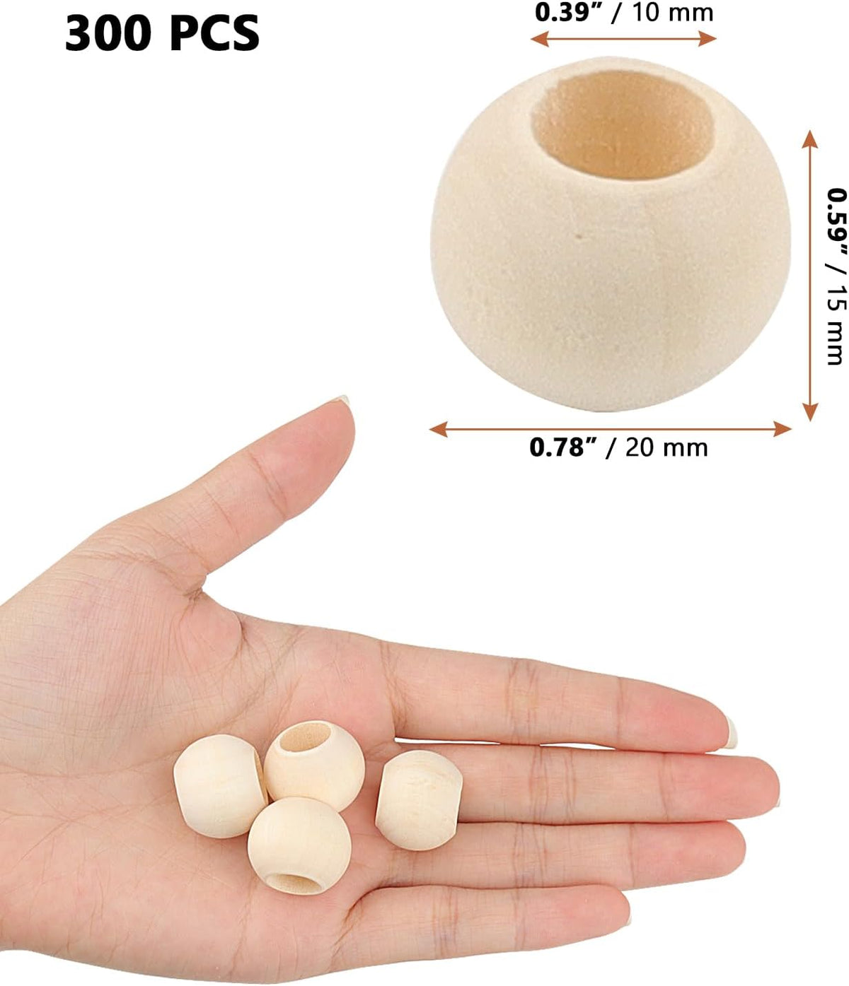 lexinin 300 pcs 20mm unfinished wood beads, large shown in use