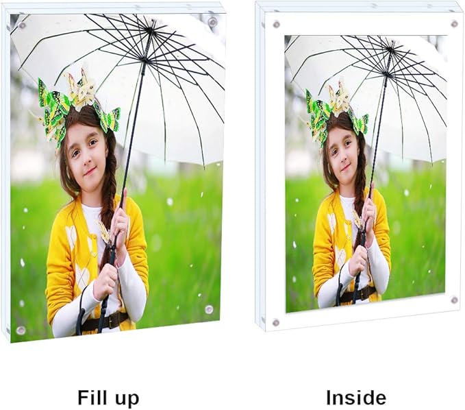 Premium Acrylic Photo Frame 4x6-5 Pack Gift Box Package, Clear Free Standing Desktop Magnetic Frame Double Sided Best Gift for Family, Perfect Decorate Birthday Wedding Party