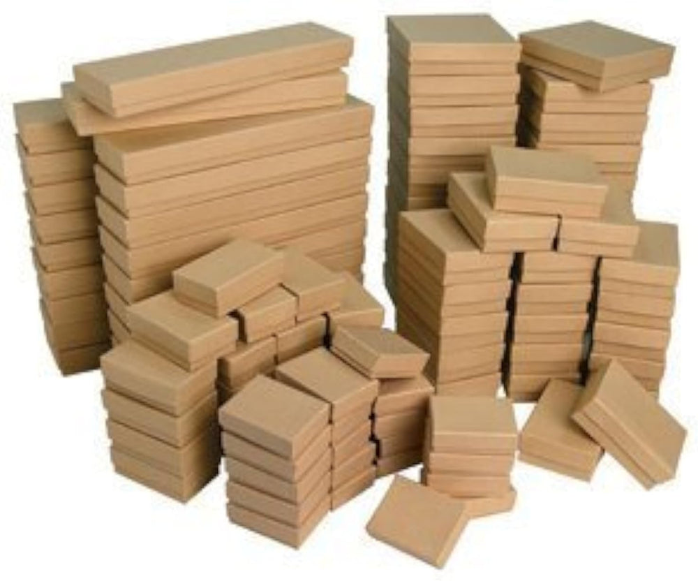 50 Box Assortment of Kraft Color Cotton Filled Jewelry Boxes by Belandaria De...
