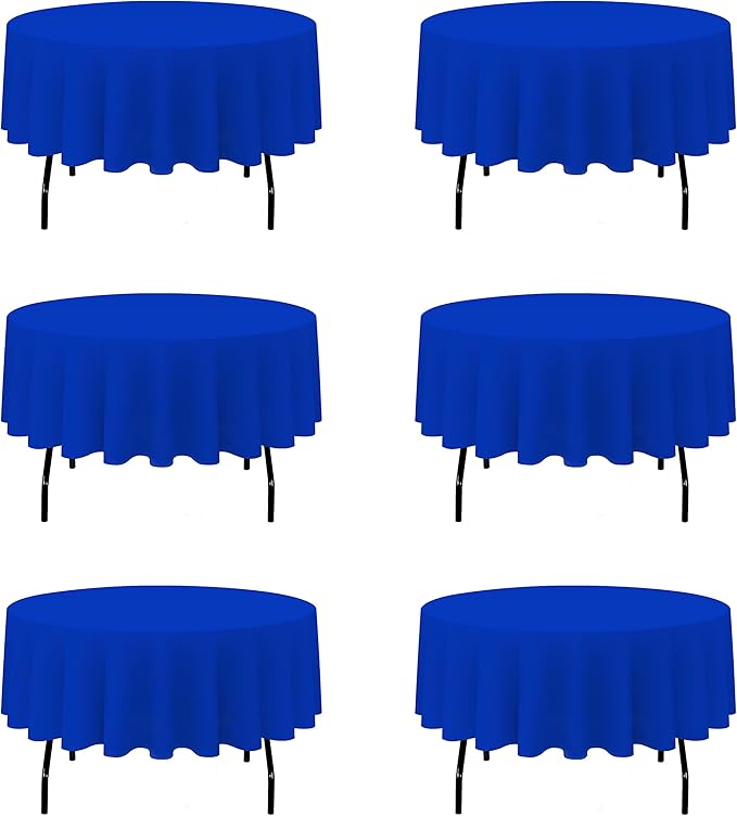 BRILLMAX 6 Pack Royal Blue Round Tablecloths 90 Inch - Circle Bulk Linen Polyester Fabric Washable Table Cloth Cover for Wedding Reception Banquet Birthday Party Buffet Restaurant
