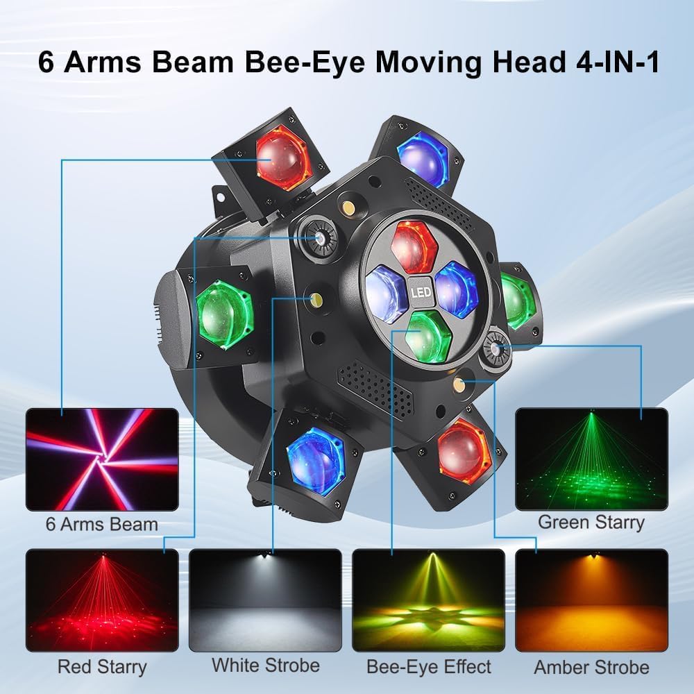 150W 6-Arm Spider Bee-Eye Moving Head LED DJ Light