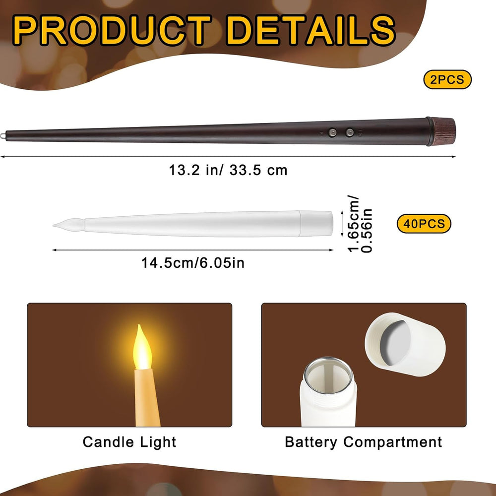 Retisee 40 Pcs Flameless Floating Candles with Wand Halloween Decorations