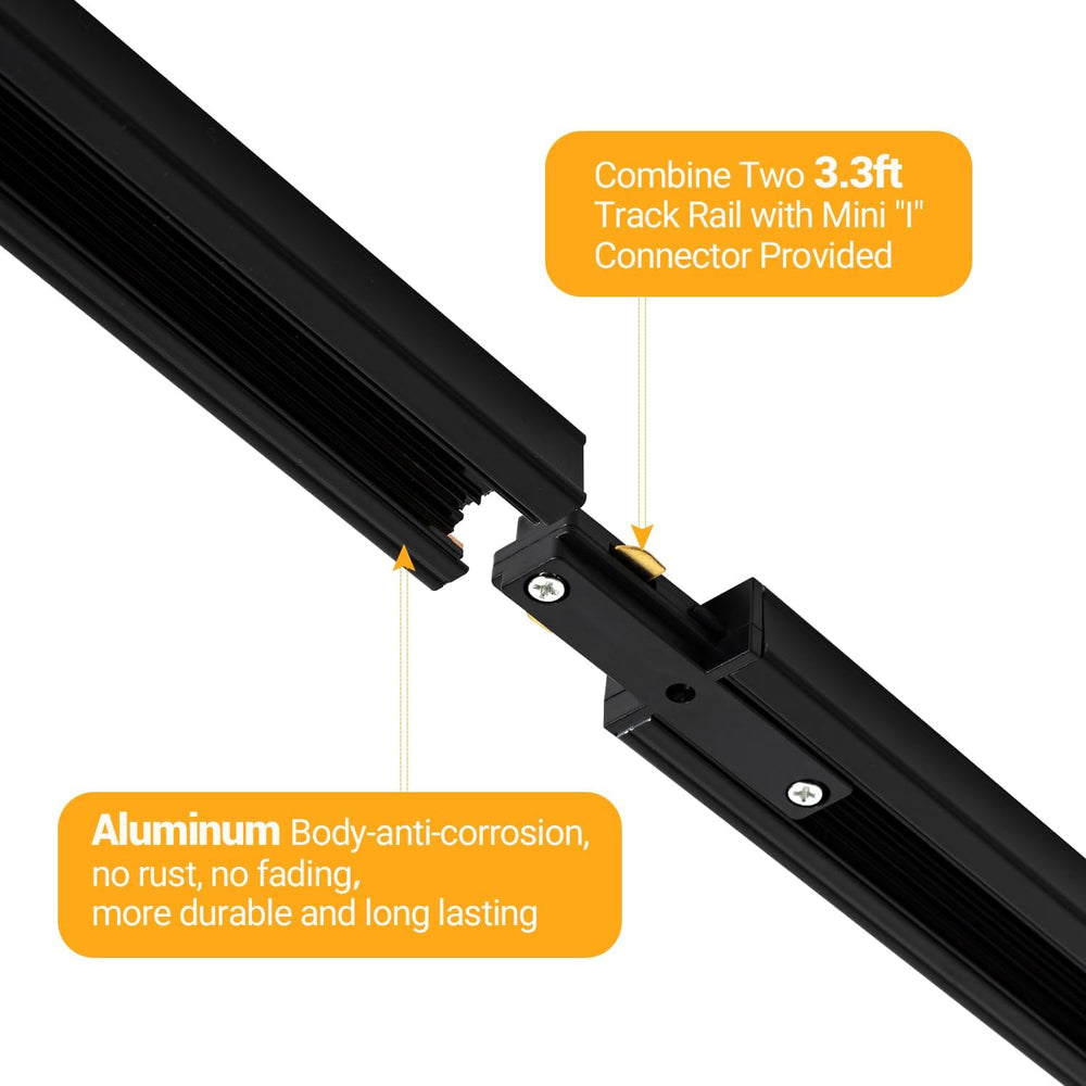 12-Light LED Track Lighting Kit with 13FT H Type Track Rail, Black