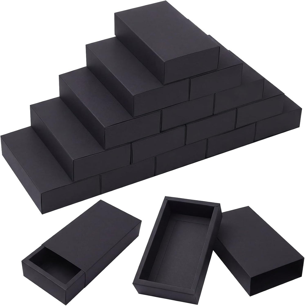 Zonon 60 Pieces Kraft Paper Gift Drawer Boxes, Small Cardboard Box, Black