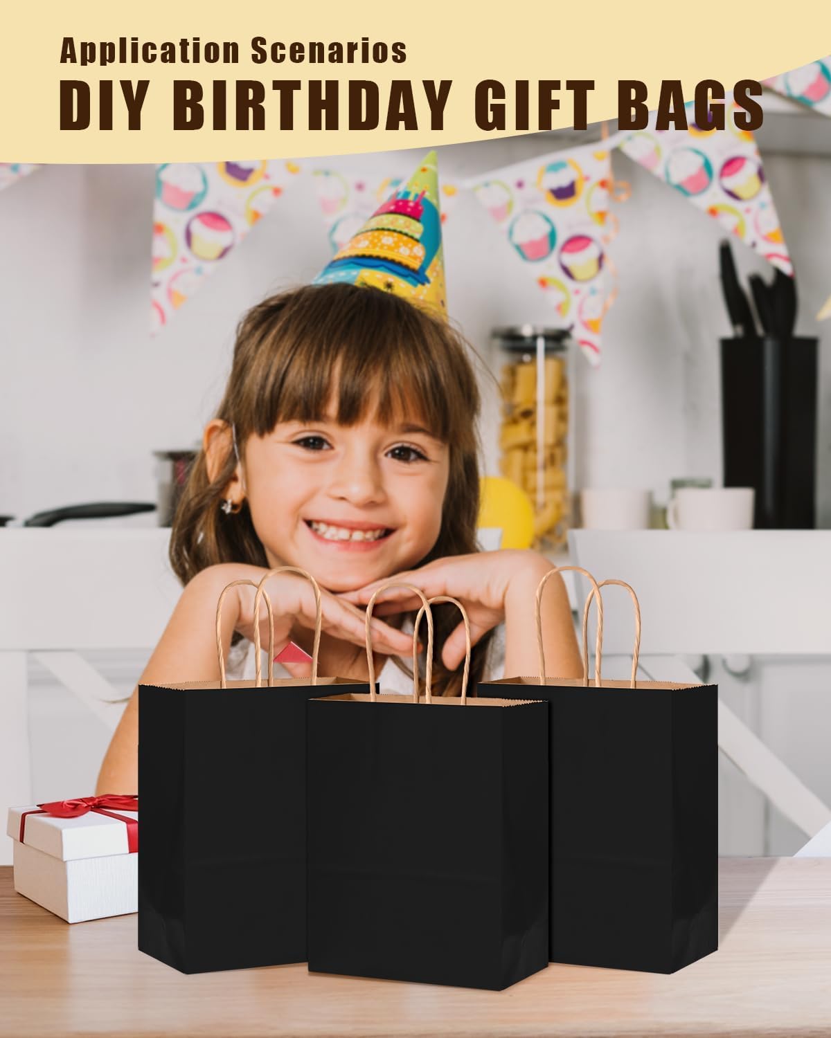 bakepacker 200-pack medium size gift paper bags with, front angle view