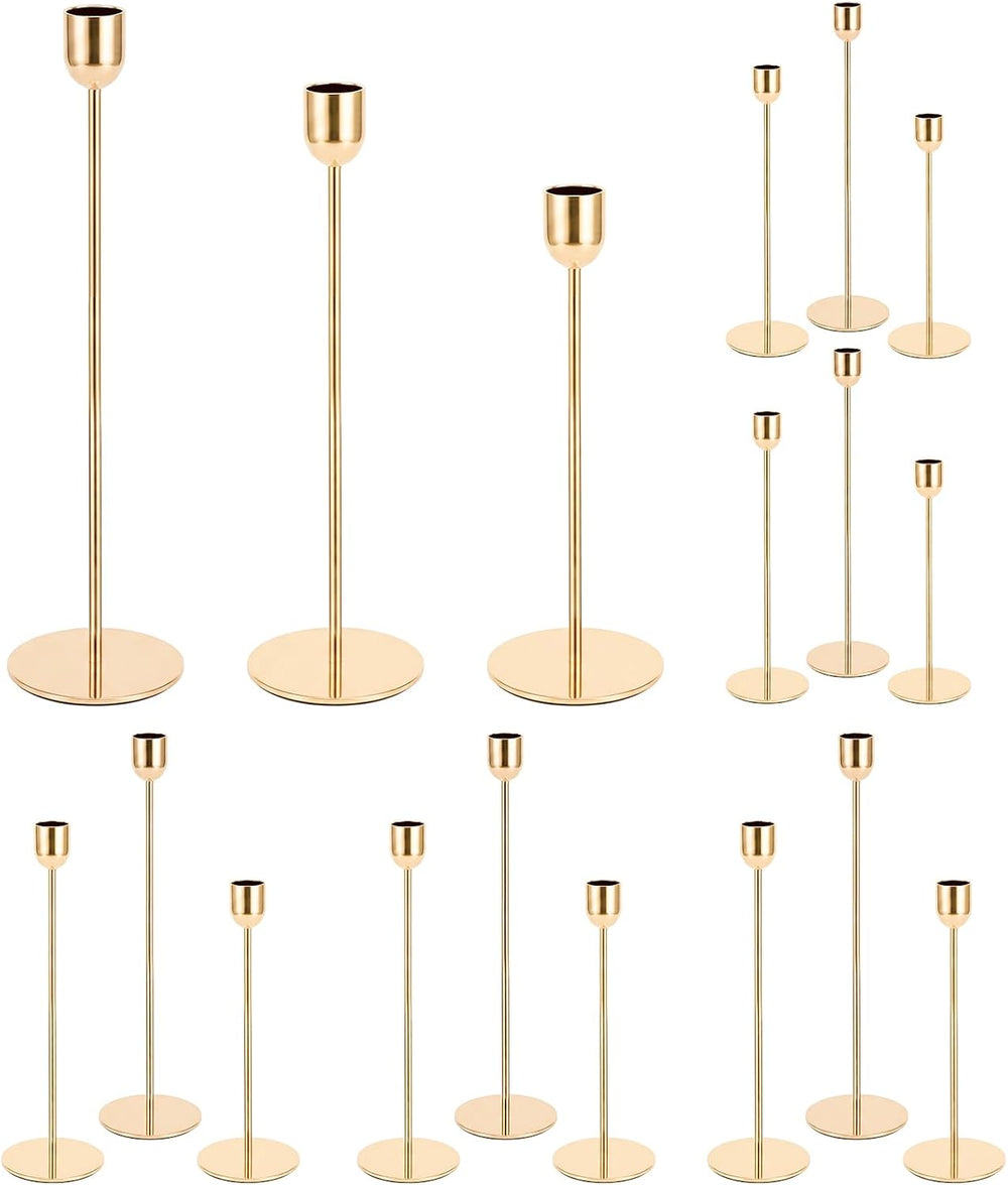 18Pcs Gold Candlestick Holders, Metal Tall Taper Candle Stick Holder