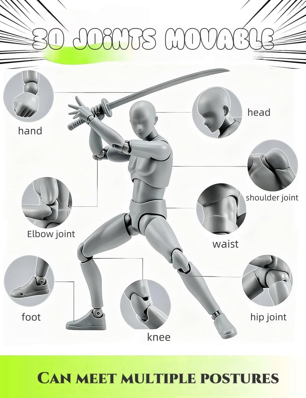 artists manikin art mannequin figures supplies drawing tools,small, side view
