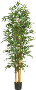 Nearly Natural 75 in Artificial Bamboo Tree with Pot for Indoor Decor