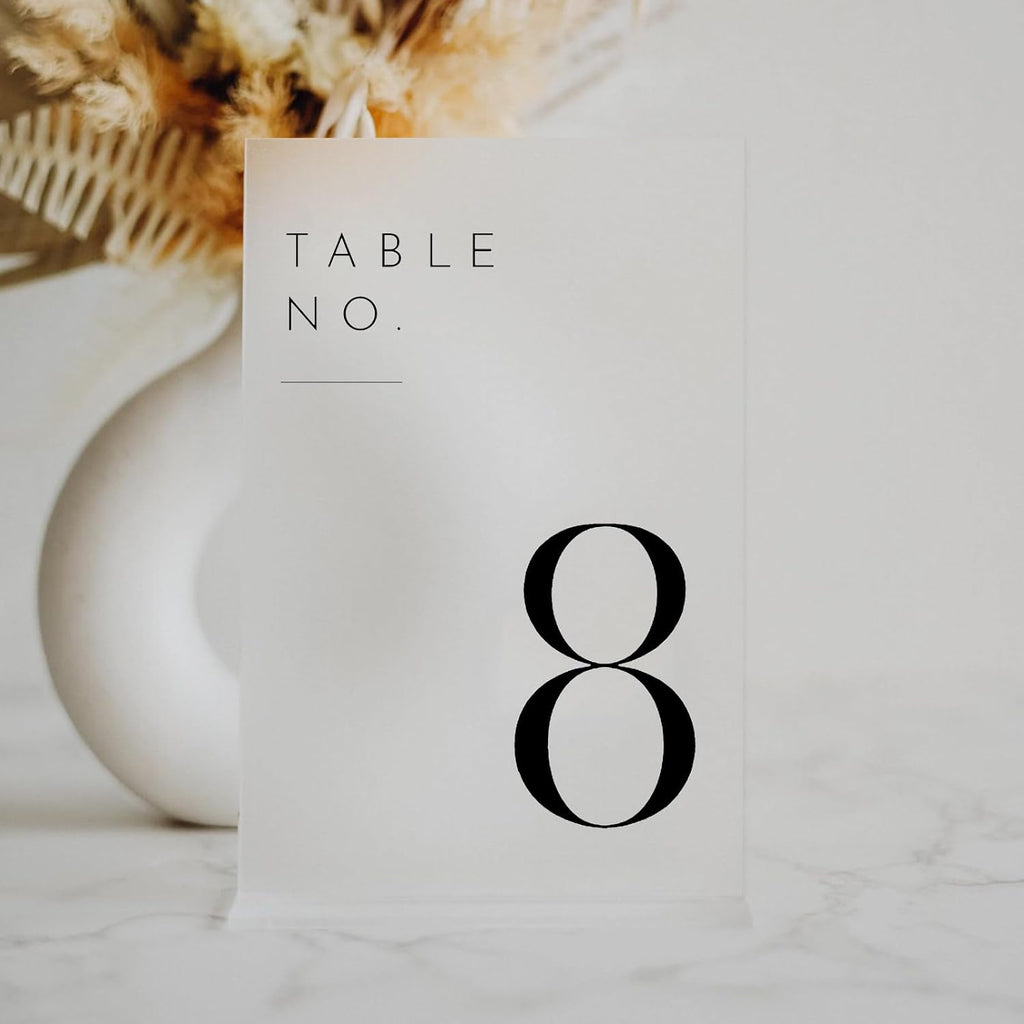 jinmury frosted wedding table numbers 1-20 with stands, side view