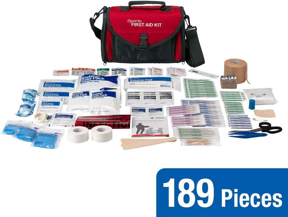 24/7 First Aid 189 Piece Coaches First Aid Kit, Red, 59544