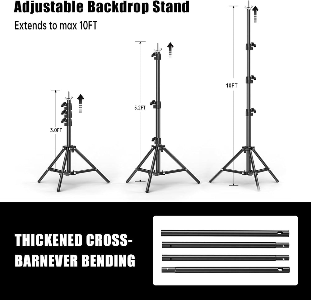 10x20FT Backdrop Support Stand for Photography，Adjustable Width & Length ...