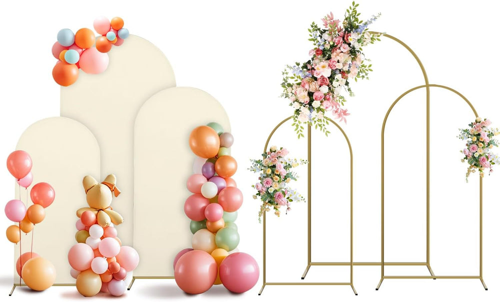 Arch Backdrop Stand and Cover Set, 3 Metal Balloon Arch Backdrop 7.2ft 6.6ft ...