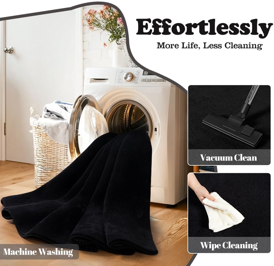 Black Hallway Runner Rug, 2x8 Modern Kitchen Runner Rug Non Slip