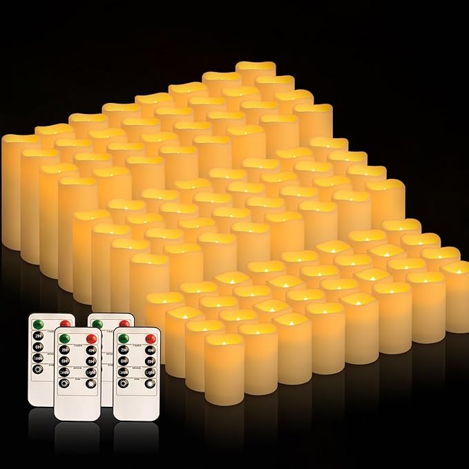 96-Pack LED Flameless Candles with Remote Control - Perfect for Parties, and Special Occasions(Three Sizes)