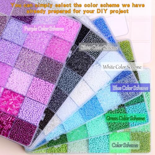 52800+pcs 144Colors 2mm Glass Seed Beads for Jewelry Making Kit