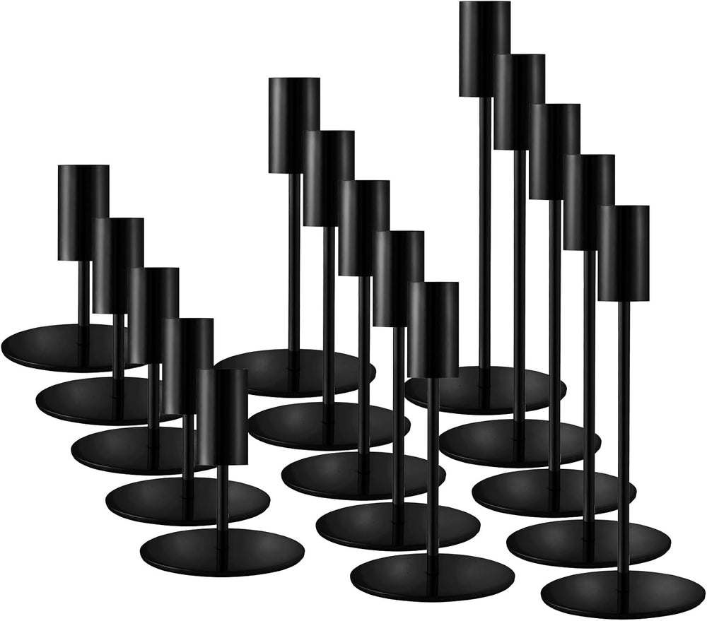 Black Candlestick Holders, Set of 15,Modern Minimalist Taper Candle Holders