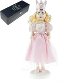 Clever Creations Platinum Sugar Plum Fairy 14 Inch Traditional Wooden Nutcracker, Festive Christmas Décor for Shelves and Tables