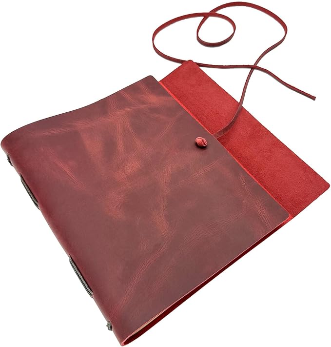 Large Notebook Journal - Genuine Leather Journals for Writing A4 Size Diary 8x10 Inch, Notepad For Women and Man, Gifts,Work,Travel Wine Red