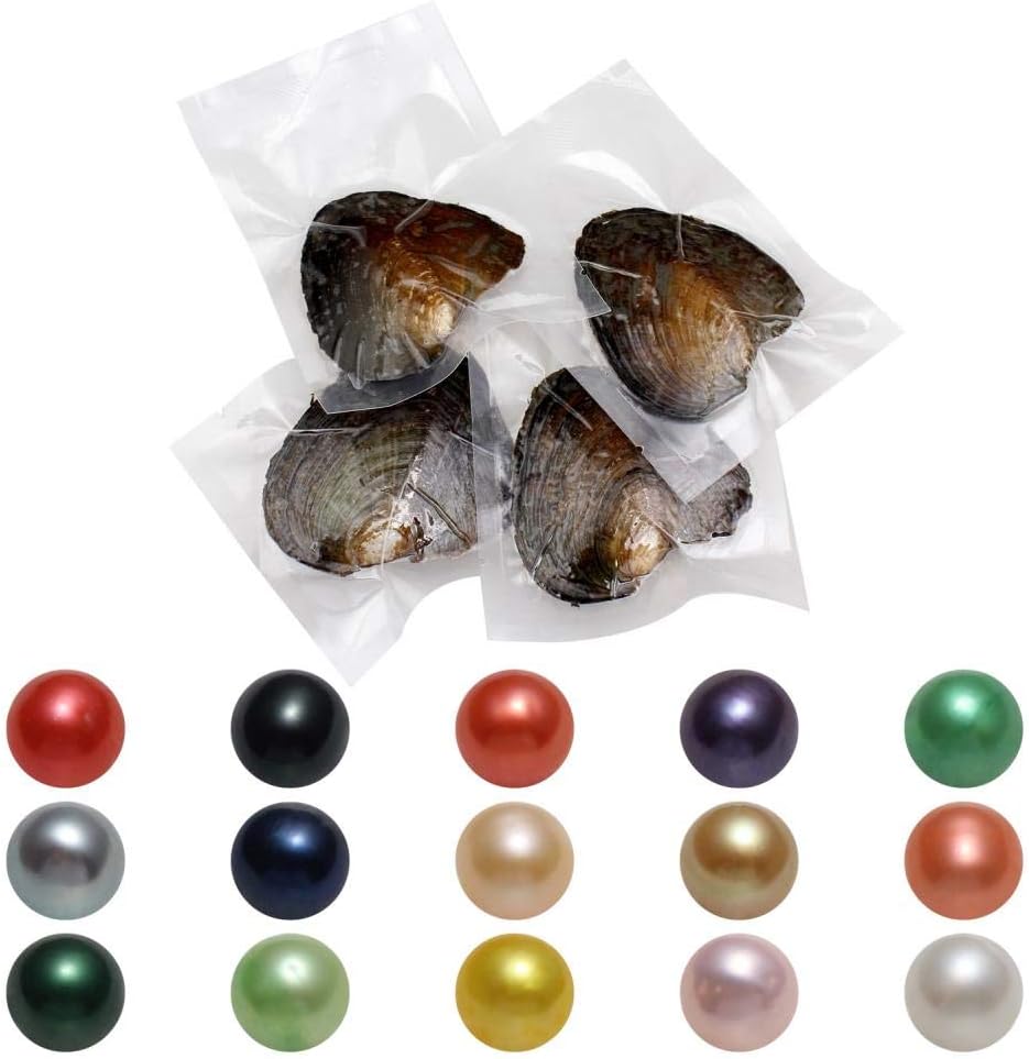 Love Wish 50PCS Freshwater Round Pearls in Oysters Multiple Colours 7-8mm