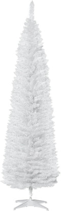 HOMCOM 7' Artificial Pencil Christmas Tree 499 Realistic Branch Tips White