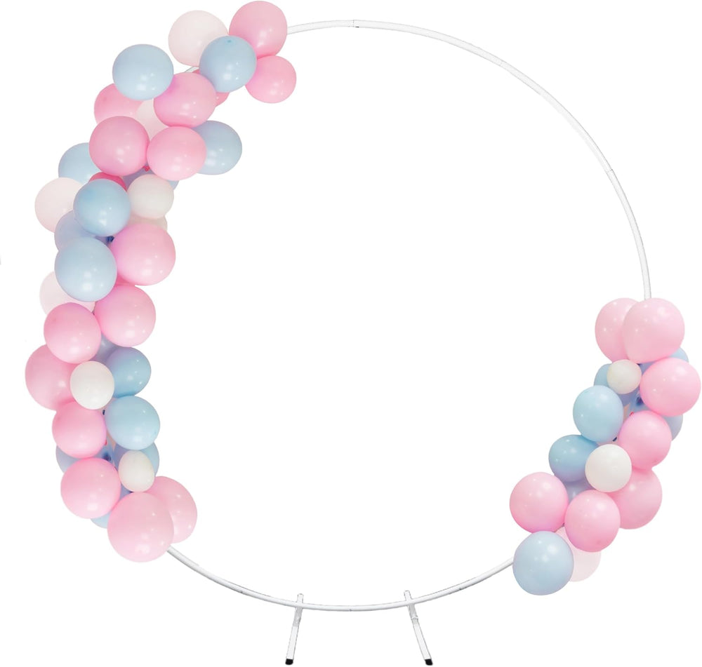 Round Backdrop Stand Circle Arch, 6.5ft White Metal Balloon Arch Kit for Part...