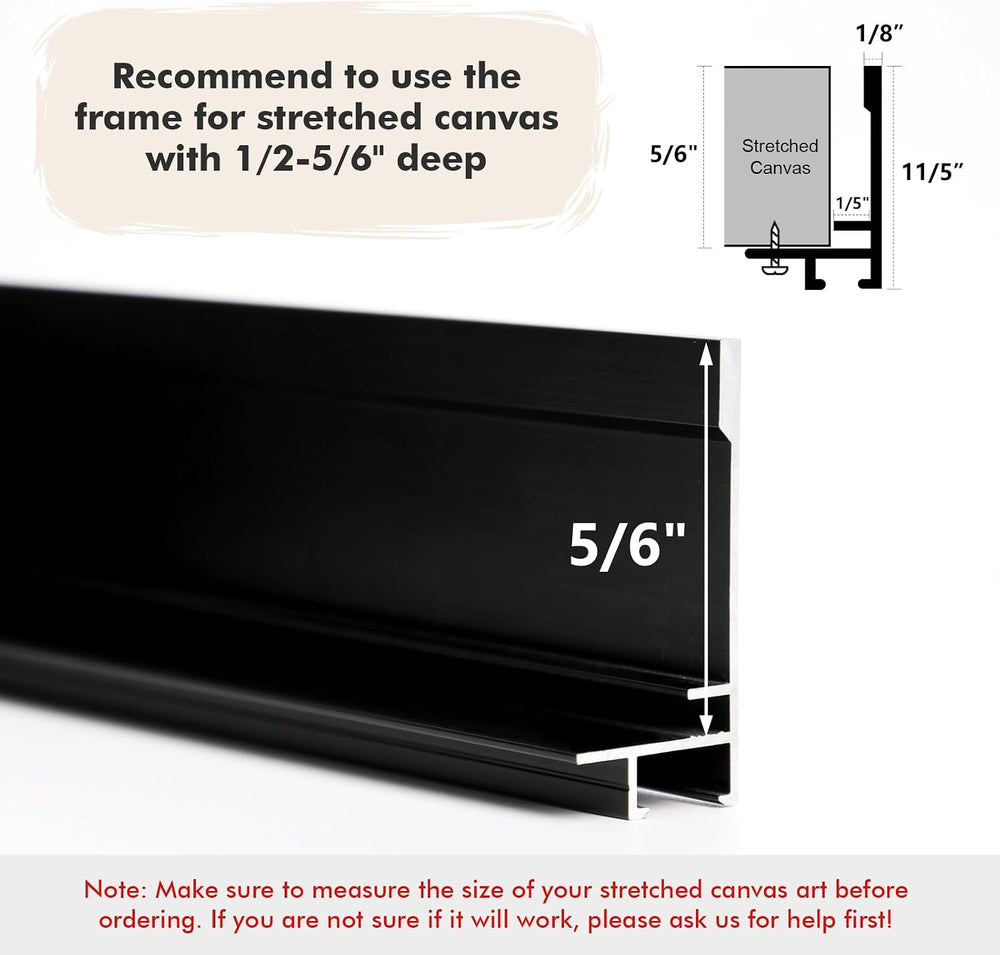 24x36 Canvas Frame for Artists Painting Gallery Art,5/6" Deep,Black