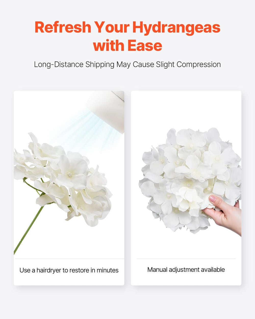 VEVOR Artificial Flowers, 305 pcs Real Looking Silk Fake Hydrangea Bulk