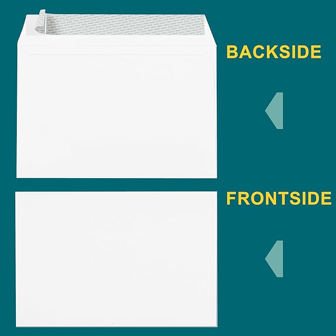 6x9 Booklet Envelopes - 250 Pack - Self Seal Mailing Envelopes - White Letter With Peel & Seal Closure - Open-Side - 28 Lb Paper - Plain for Business and Personal Use