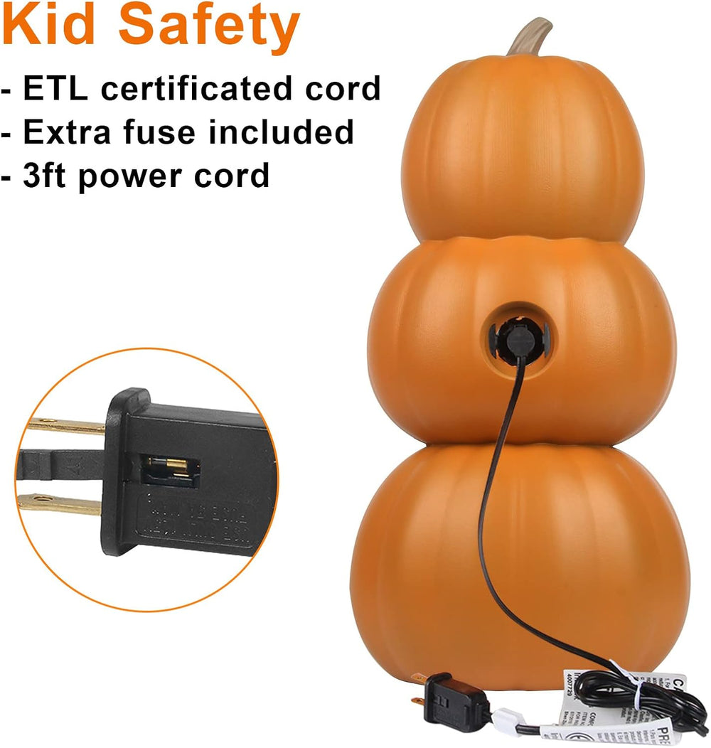 17" Jack O Lantern - Halloween Plastic Pumpkin Lantern - Holiday Pre-lit...