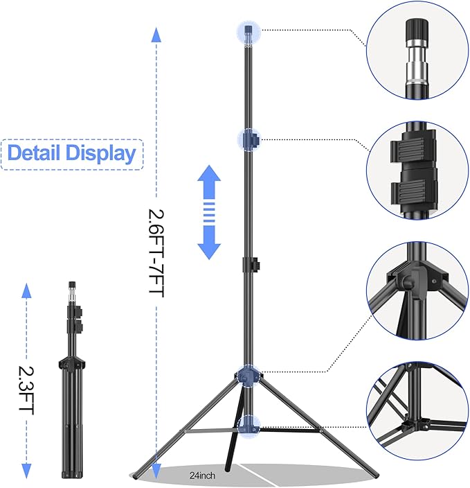 EMART Photo Video Studio Backdrop Stand Kit, 7×10ft Adjustable Photography Support System with Polyester Background(Black/White/Green Screen), Spring Clamps and Carry Bag for Photoshoot (3Pcs)