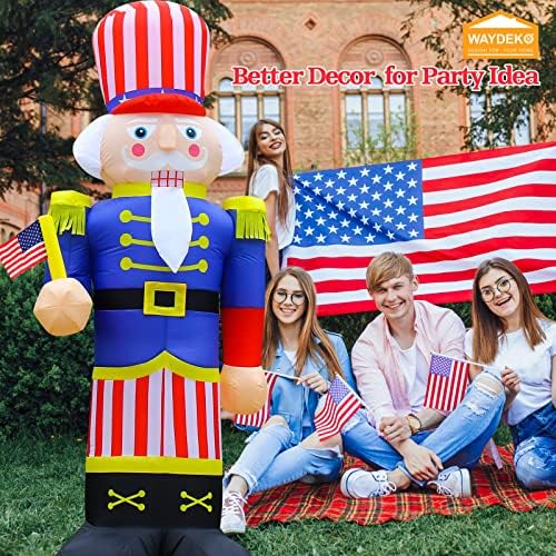 Independence Day Inflatable Nutcracker Soldier Yard Decoration Lighted 4th of July Blow Up Patriotic Garden Yard Lawn Decor 8 Feet Tall (8FT-Nutcracker)