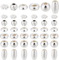 PH PandaHall 60pcs 925 Sterling Silver Beads for Jewelry Making, 6 Style Small Bracelet Spacer Beads Smooth Loose Beads Beading Supplies for Crafts Necklace Bracelets Earring Making, 3-6mm