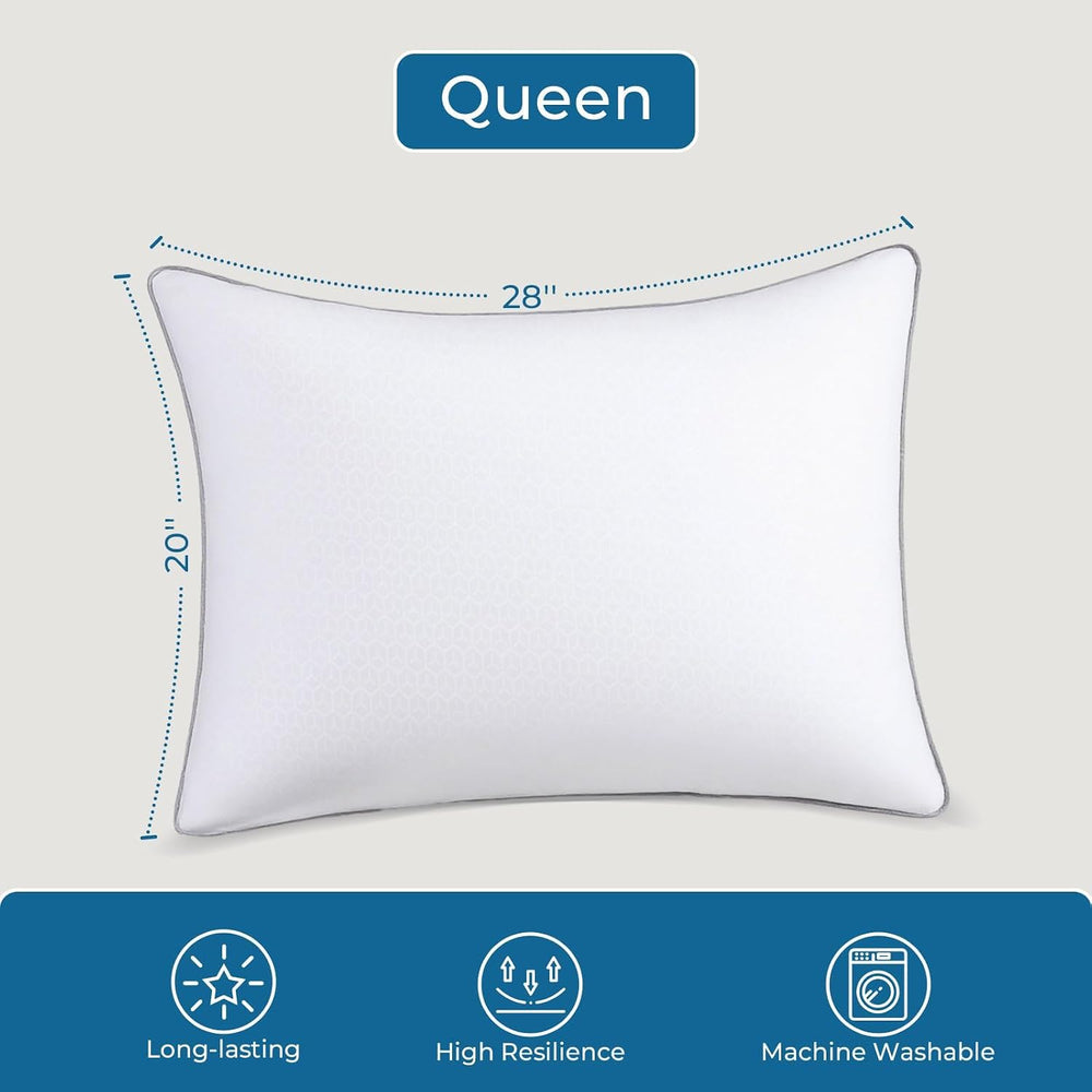 Sasttie Firm Pillows Queen Size Set of 4, Bed Pillows for Side, Back, and Sto...