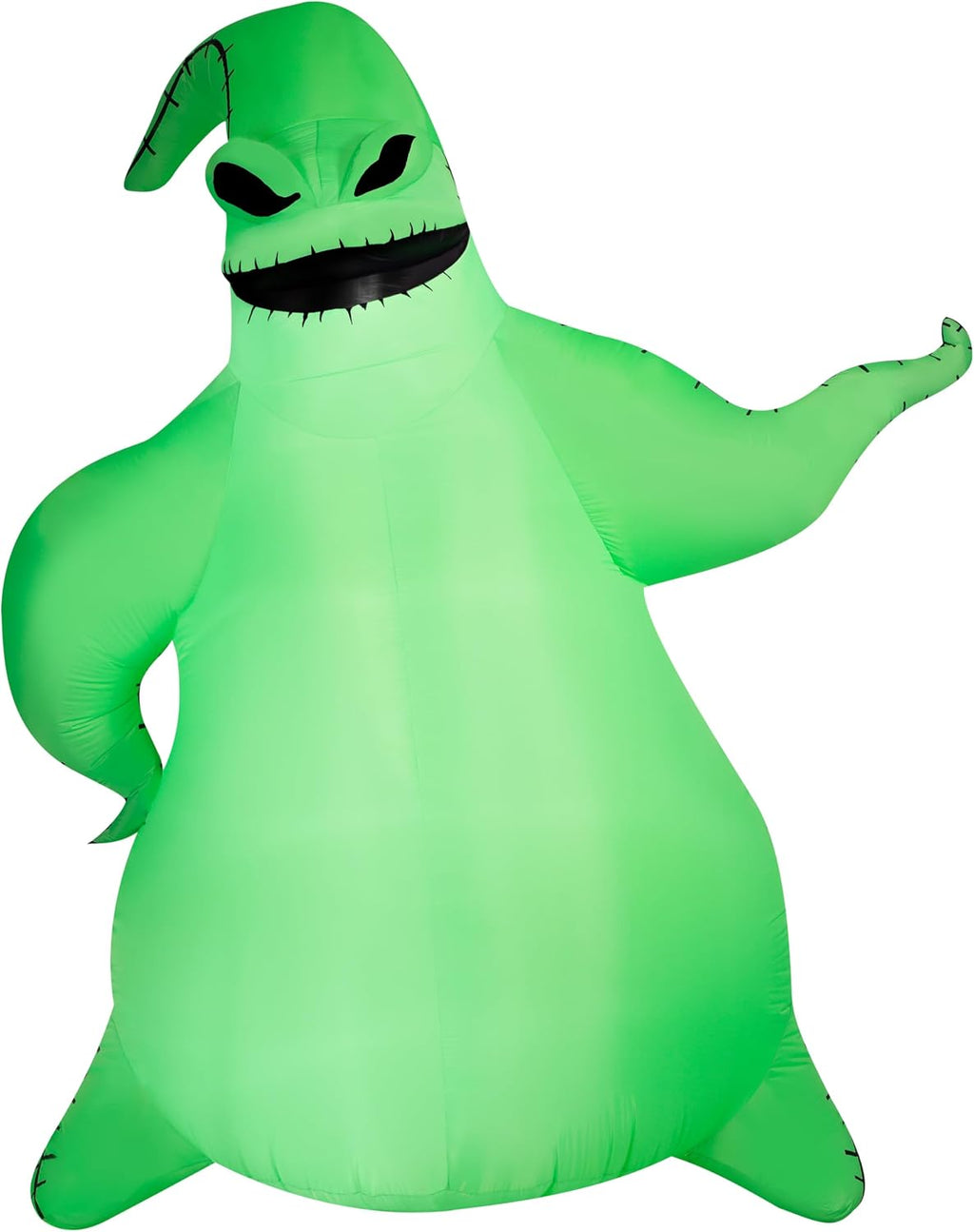 gemmy giant airblown inflatable oogie boogie, green showing dimensions