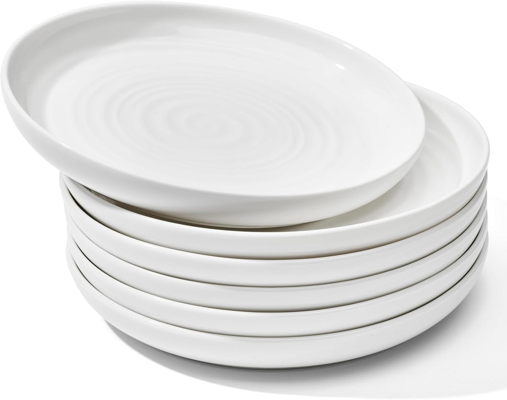 Sweese Appetizer Plate, 6 in Porcelain Small Dessert Plates Set of 6, White