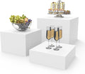 PecMuikee Buffet Risers, Food Risers for Buffet Table, Display Stand Shelf for Catering Dessert Collectibles Jewelry Figures Show, Acrylic Cube Display Nesting Risers with Hollow Bottoms 3PCS 8"9"10"