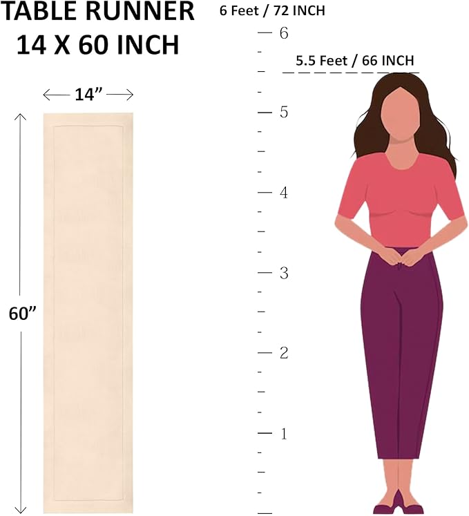 Solino Home Linen Pink Table Runner 60 Inches - Classic Hemstitch, 100% Pure Linen Coffee Table Runner 14 x 60 Inch Ideal for Dresser Tables - Halloween