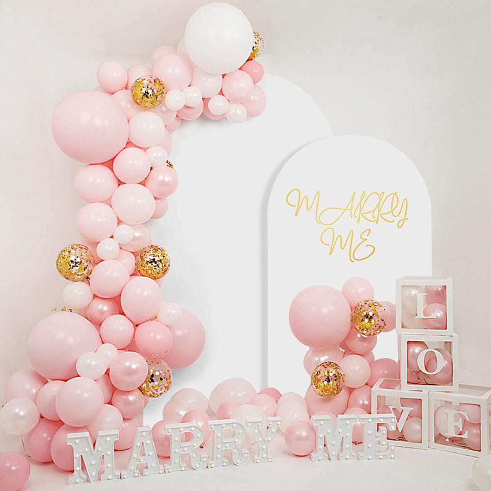 Wedding Arch Backdrop Stand Set of 2 With White Cover (7.2FT+6FT)