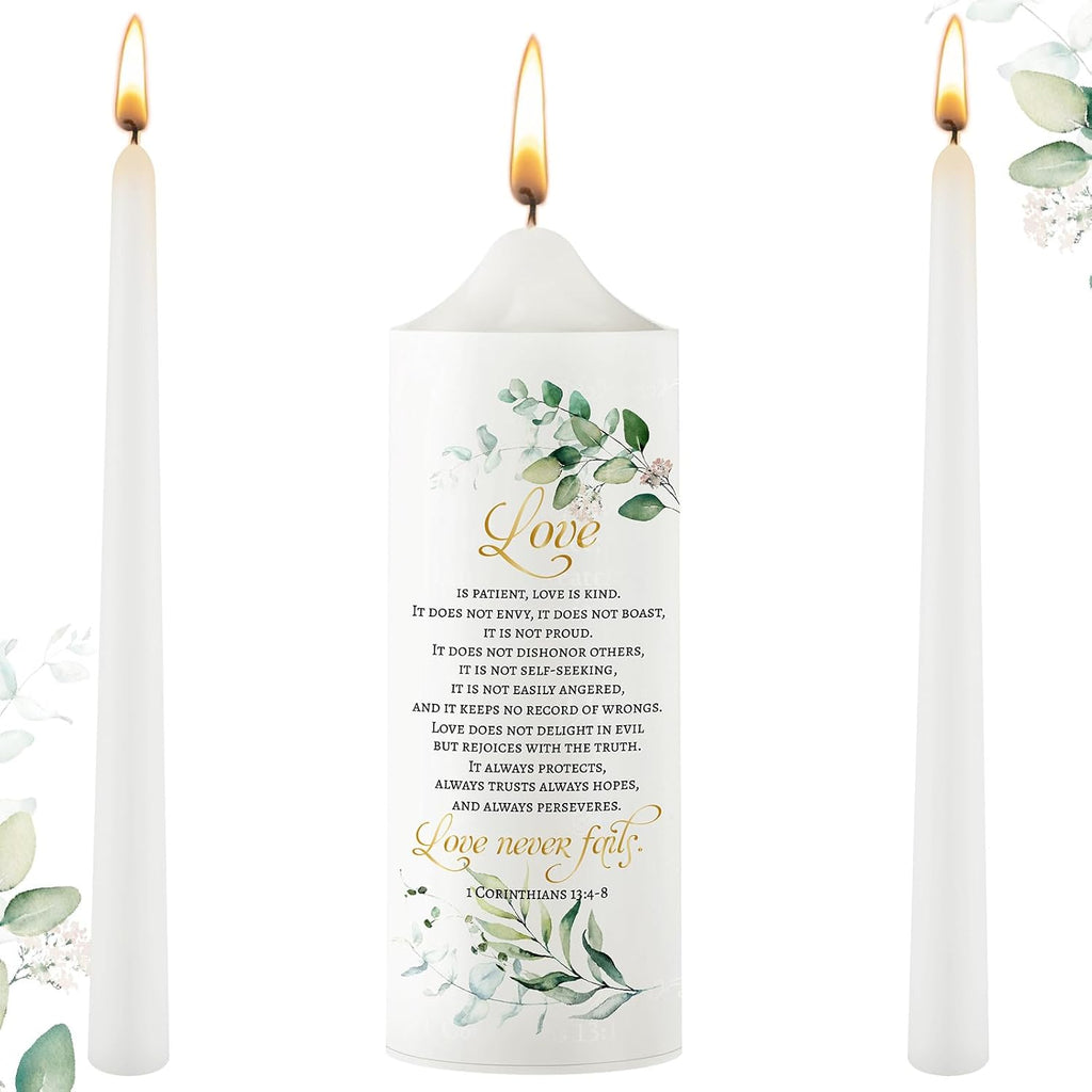 Frienda Unity Candles for Wedding Ceremony Set Wedding Unity Taper Candles Catholic Religious Ceremony Accessories(Leaf Style) (3 Pcs)