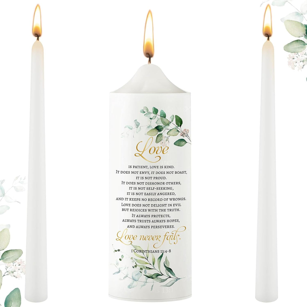 Frienda Unity Candles for Wedding Ceremony Set Wedding Unity Taper Candles Catholic Religious Ceremony Accessories(Leaf Style) (3 Pcs)