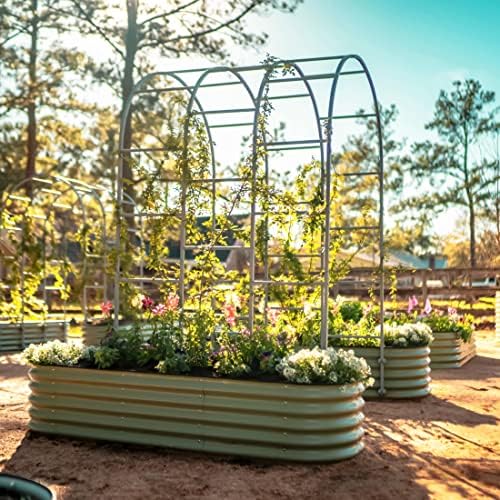 Vego Garden Modular Arched Trellis System 4.5' Long Trellis for 2.0' x 6.5' or 3.5' x 6.5' or 2.0' x 8.0' Garden Bed for Climbing Plants like Cucumber Beans Tomatoes & Vines (Garden Beds Not Included)