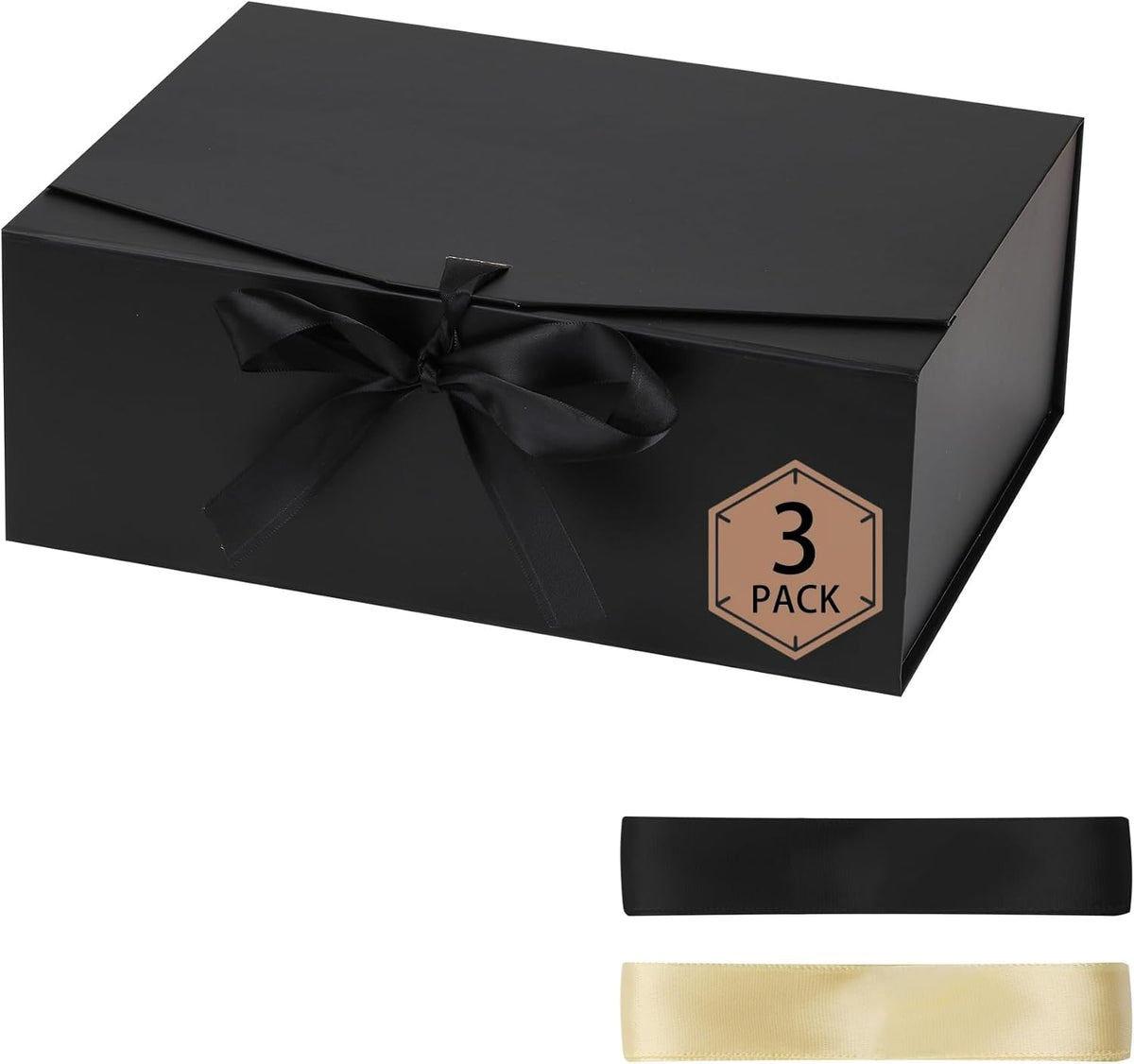 STOBOCTER Gift Box,18x15x6 Gift Boxes with Lids for Presents,Black Magnetic Gift Box for Wrapping,Birthday, Wedding, Bridesmaid Proposal, Christmas,Includes Ribbon,Card