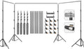 BEIYANG 10x30FT Photo Backdrop Stand, Angle Adjustable Triple Crossbar Extender Mount, Large Photography Background Support System,12 PCS Clamps for Wedding Party Celebration