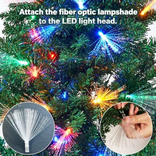 Juegoal 7.5FT Pre-Lit Pencil Christmas Tree with Fiber Optic, 300LED Lights