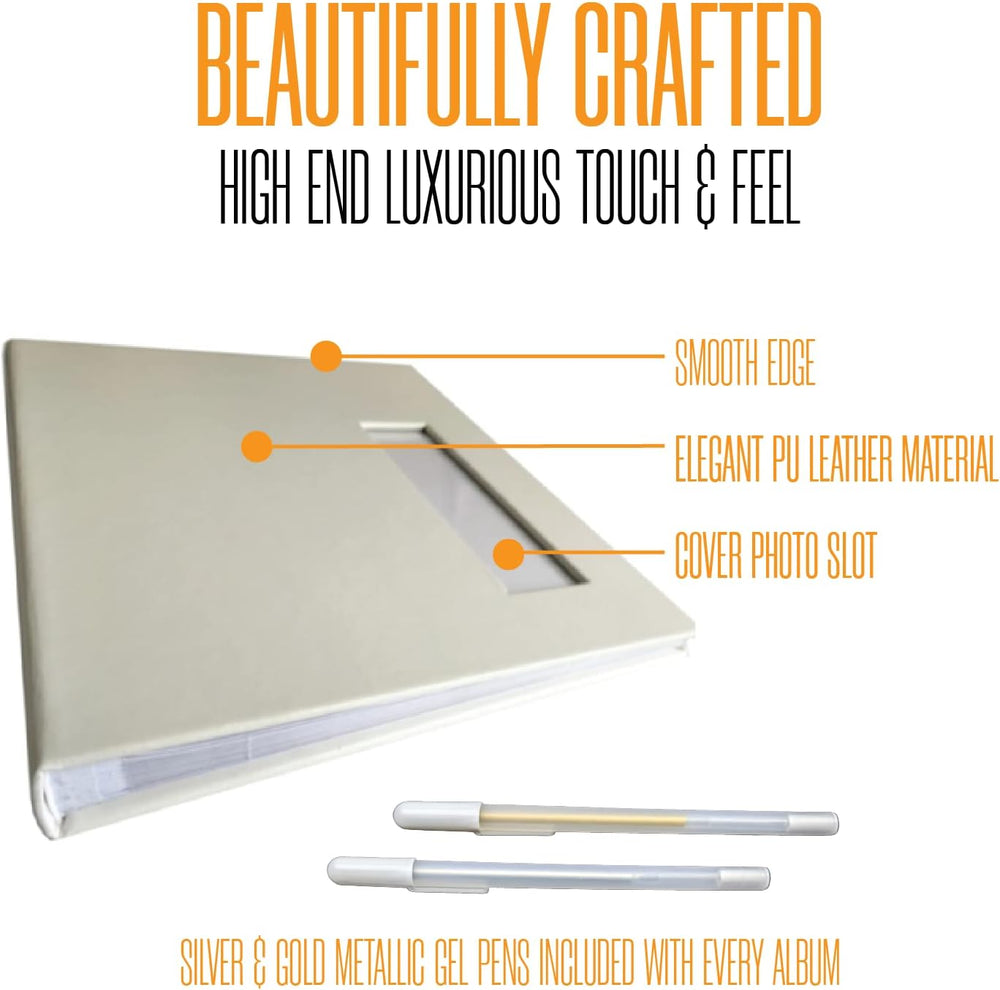 2x6 Photo Strip Album, White Cover White Pages, 2 Gel Pens