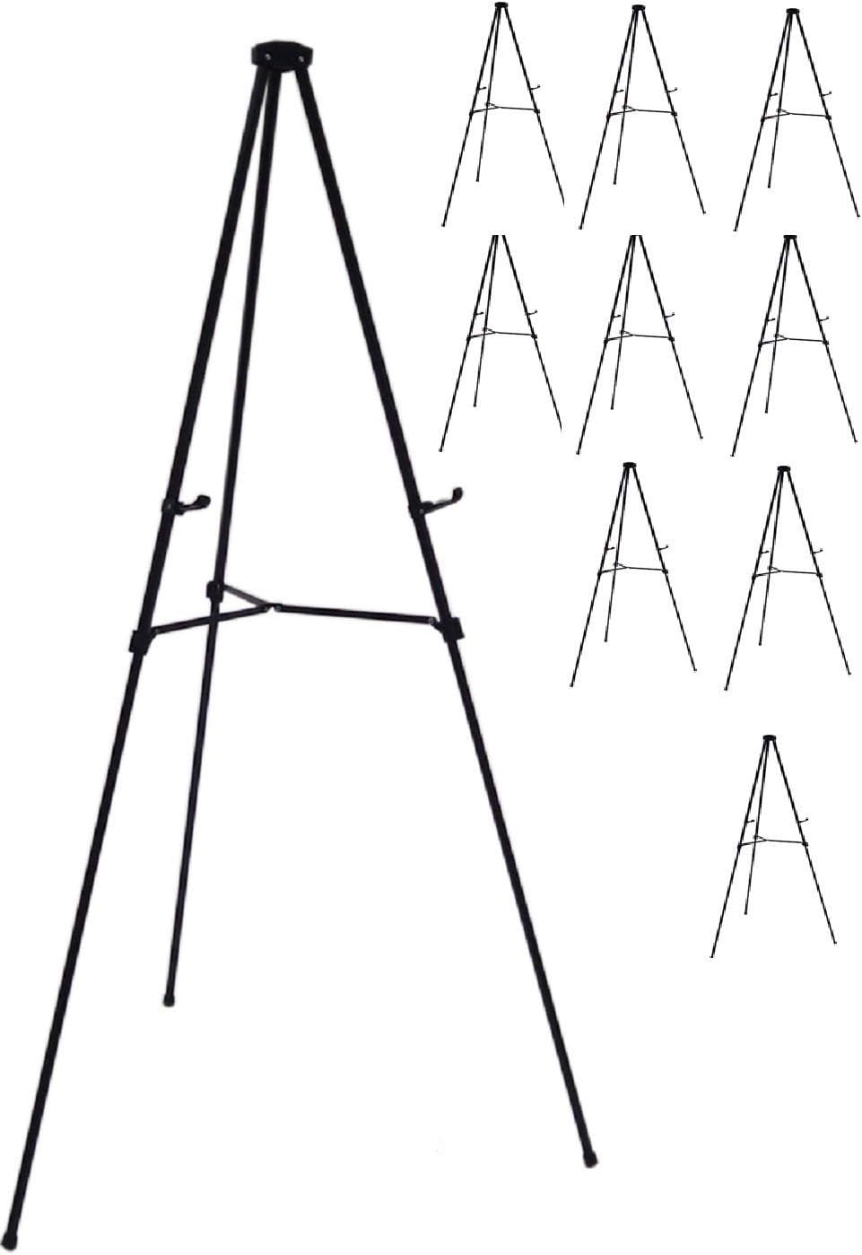 Audio-Visual Direct 10 Pack Aluminum Telescoping Display Easel, 70", Black