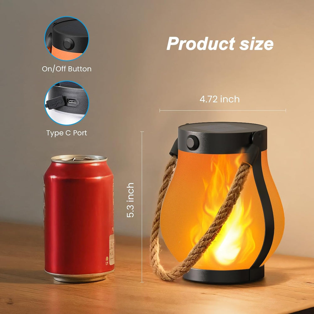 Gen2 Solar Lanterns Outdoor Waterproof with Ultra-Real Flame